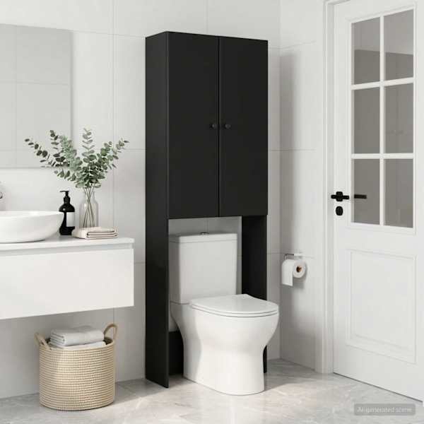 Tualettkabinet BREDA Must 66 × 25,5 × 190 cm Tehispuit