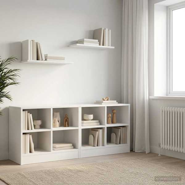 Voodikapp riiuliga 2 tk Valge 66 × 33 × 48 cm Tehispuit