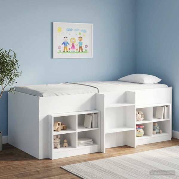 Voodikapp riiuliga 2 tk Valge 66 × 33 × 48 cm Tehispuit