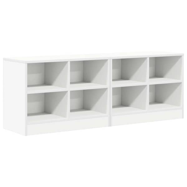 Voodikapp riiuliga 2 tk Valge 66 × 33 × 48 cm Tehispuit