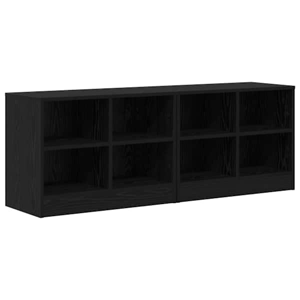 Voodikapp riiuliga 2 tk Must tamm 66 × 33 × 48 cm Tehispuit