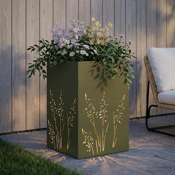 Taimekast 50 × 50 × 75 cm, teras – oliiviroheline