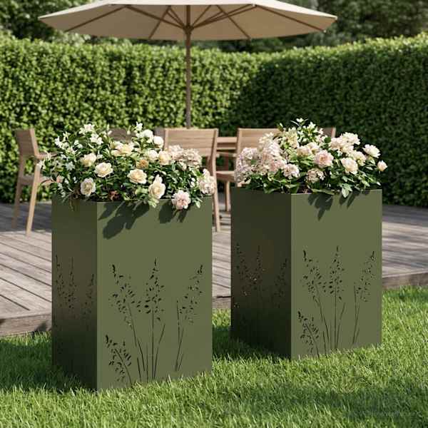 Taimekast 50 × 50 × 75 cm, teras – oliiviroheline – 2 tk