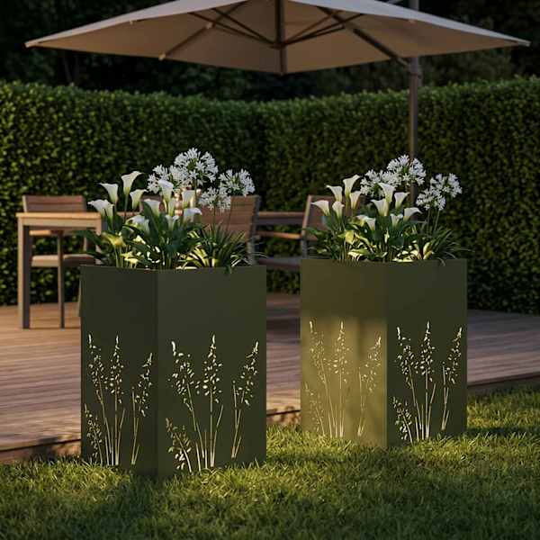 Taimekast 50 × 50 × 75 cm, teras – oliiviroheline – 2 tk