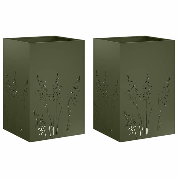 Taimekast 50 × 50 × 75 cm, teras – oliiviroheline – 2 tk
