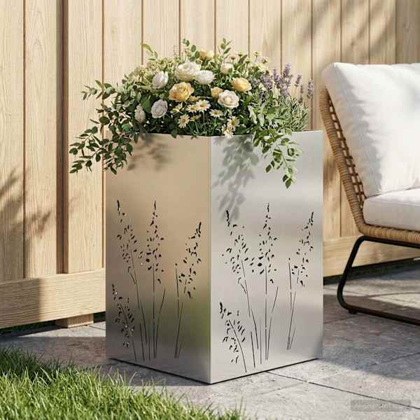 Taimekast 50 × 50 × 75 cm, roostevaba teras – hõbedane