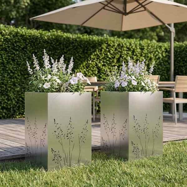 Taimekast 50 × 50 × 75 cm, roostevaba teras – hõbedane – 2 tk