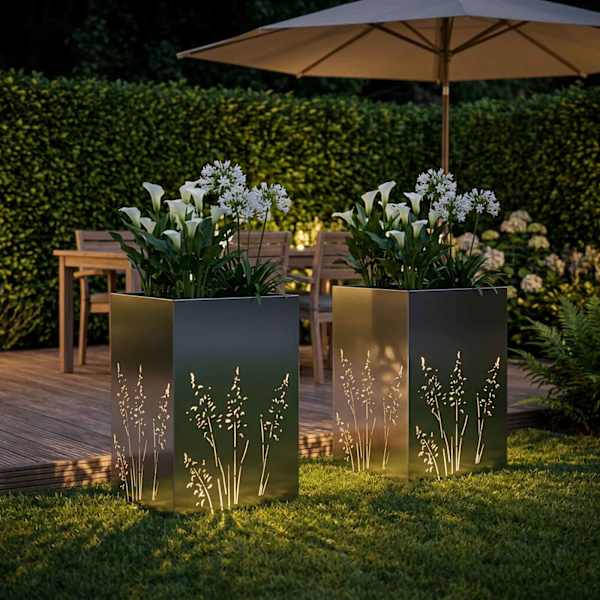 Taimekast 50 × 50 × 75 cm, roostevaba teras – hõbedane – 2 tk
