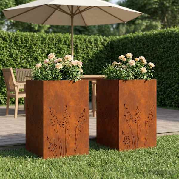 Taimekast 50 × 50 × 75 cm, ilmastikukindel teras – roostekarva – 2 tk