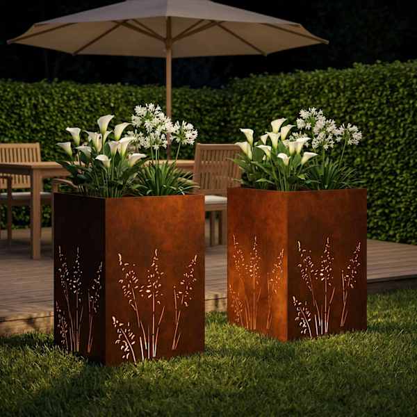 Taimekast 50 × 50 × 75 cm, ilmastikukindel teras – roostekarva – 2 tk