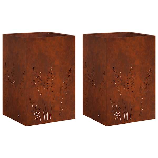 Taimekast 50 × 50 × 75 cm, ilmastikukindel teras – roostekarva – 2 tk