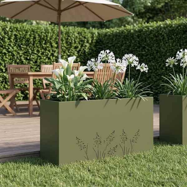 Taimekast 100 × 20 × 49 cm, teras – oliiviroheline