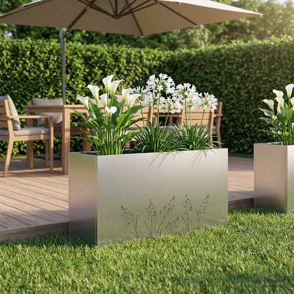 Taimekast 100 × 20 × 49 cm, tsingitud teras – hõbedane
