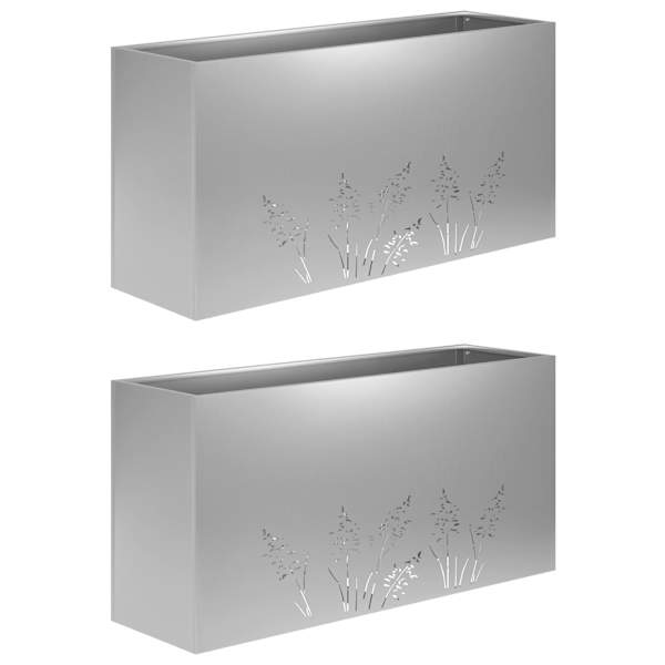 Taimekast 100 × 20 × 49 cm, tsingitud teras – hõbedane – 2 tk