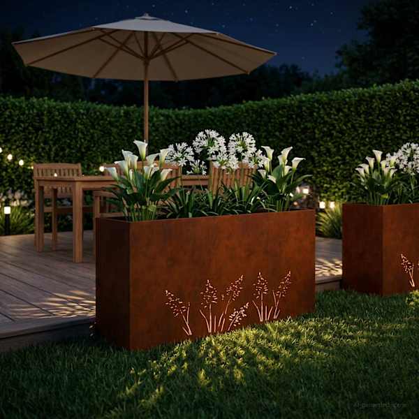 Taimekast 100 × 20 × 49 cm, ilmastikukindel teras – roostekarva