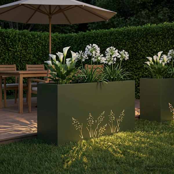 Taimekast 100 × 30 × 49 cm, teras – oliiviroheline