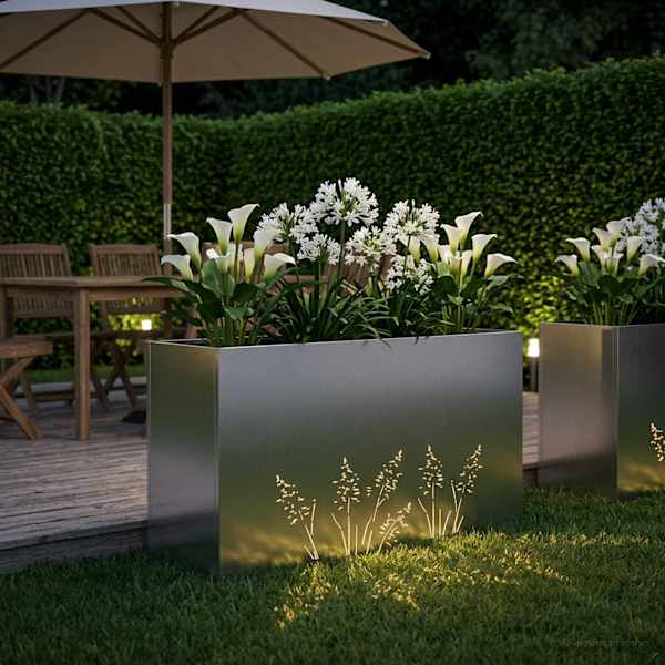 Taimekast 100 × 30 × 49 cm, tsingitud teras – hõbedane