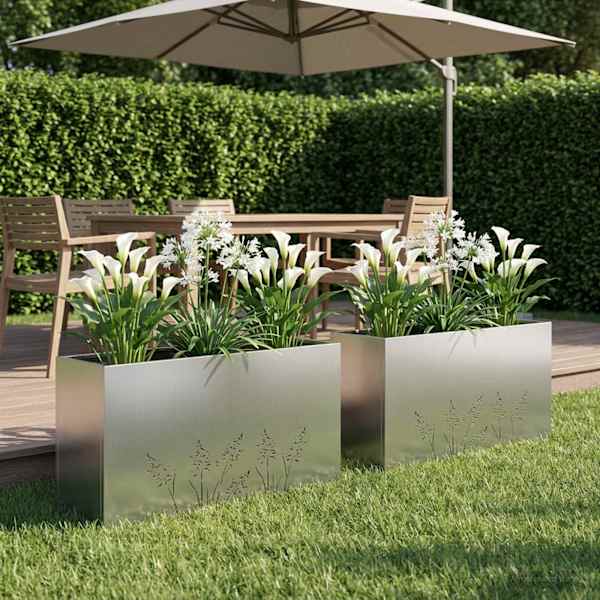 Taimekast 100 × 30 × 49 cm, tsingitud teras – hõbedane – 2 tk