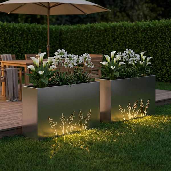 Taimekast 100 × 30 × 49 cm, tsingitud teras – hõbedane – 2 tk