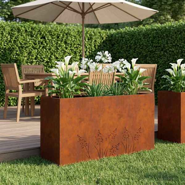 Taimekast 100 × 30 × 49 cm, ilmastikukindel teras – roostekarva