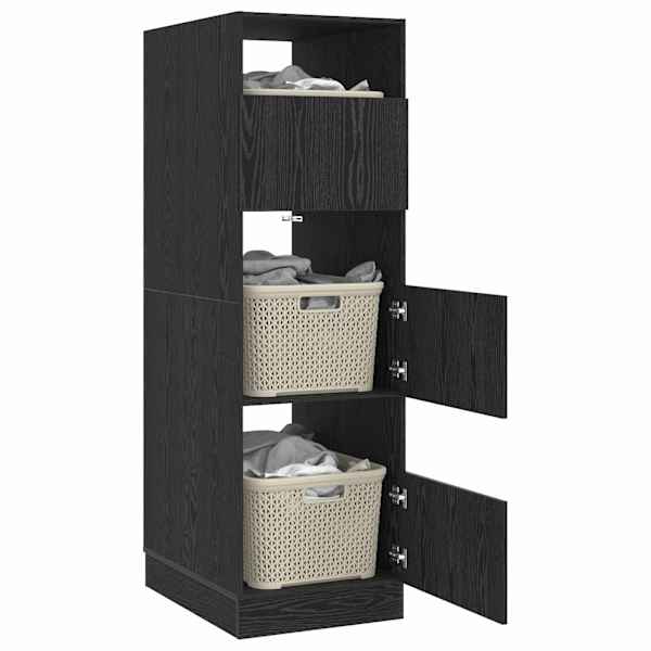Pesukaapp ladustamisega Must tamm 50 × 68 × 162 cm Tehispuit