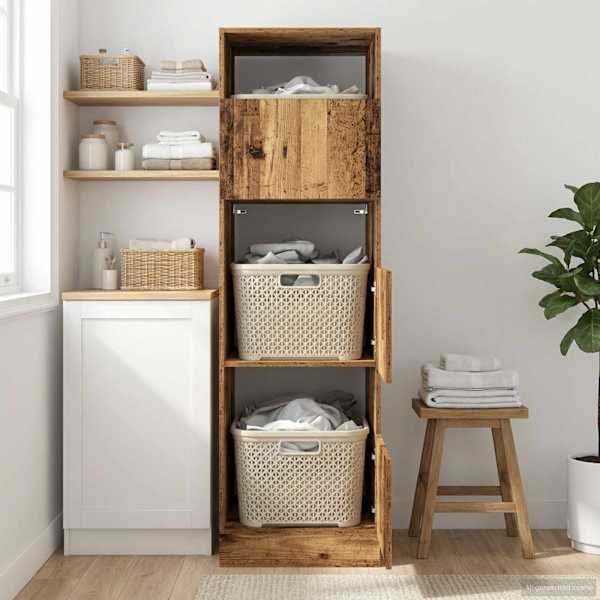 Pesukaapp ladustamisega Vana puit 50 × 68 × 162 cm Tehispuit