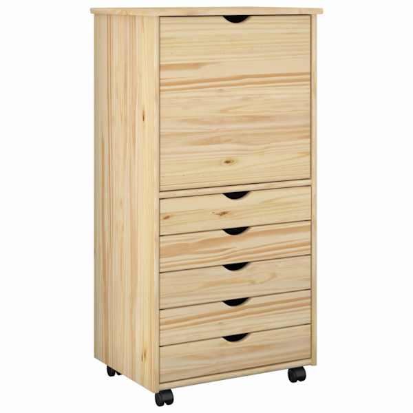 Rattaga kapp 53 × 39 × 103 cm Kindel männipuidust Pruun