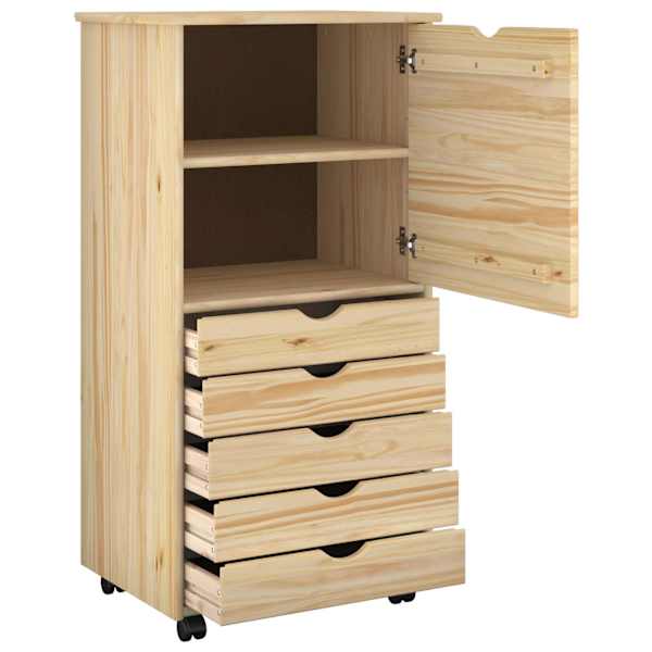 Rattaga kapp 53 × 39 × 103 cm Kindel männipuidust Pruun