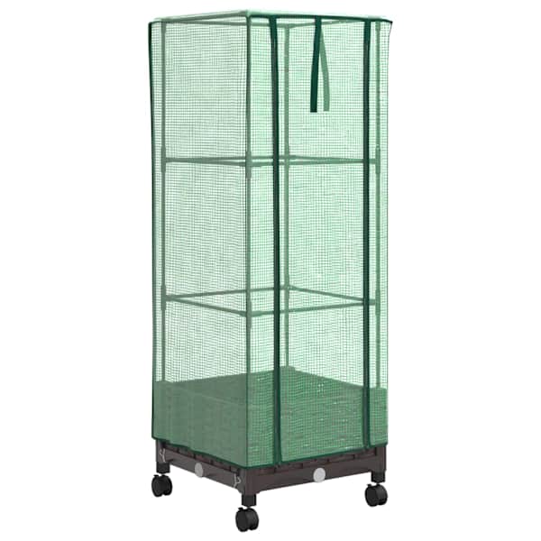 Lillepott kasvuhoonekattega 40 × 40 × 129 cm, PP – pruun