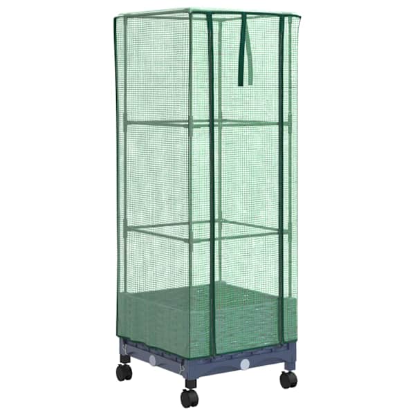Lillepott kasvuhoonekattega 40 × 40 × 129 cm, PP – sinakashall