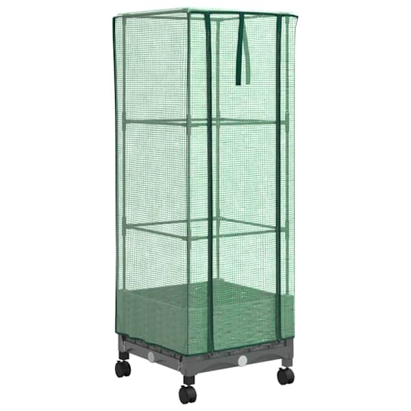 Lillepott kasvuhoonekattega 40 × 40 × 129 cm, PP – helehall