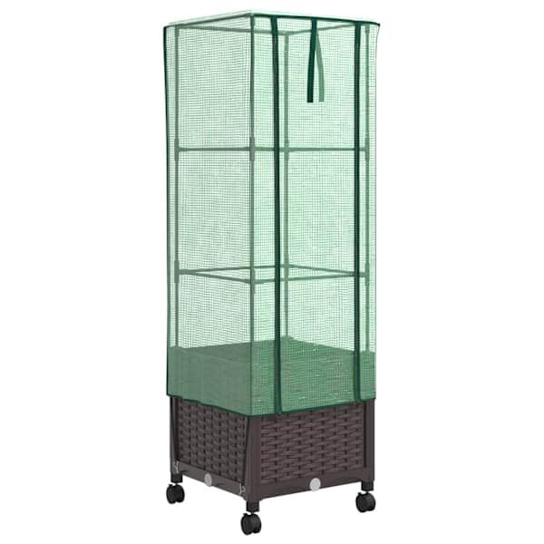 Lillepott kasvuhoonekattega 40 × 40 × 145 cm, PP – pruun