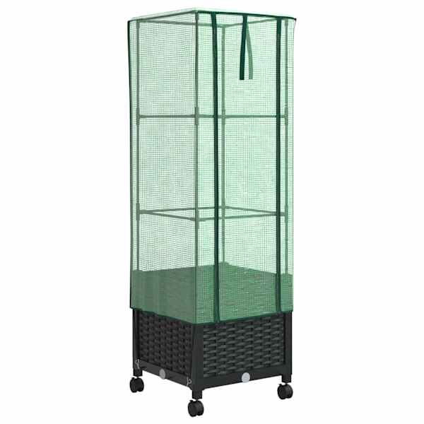 Lillepott kasvuhoonekattega 40 × 40 × 145 cm, PP – must