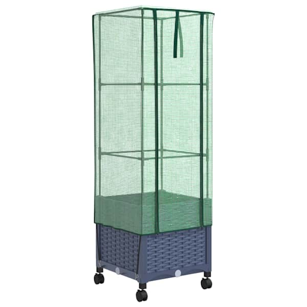 Lillepott kasvuhoonekattega 40 × 40 × 145 cm, PP – sinakashall