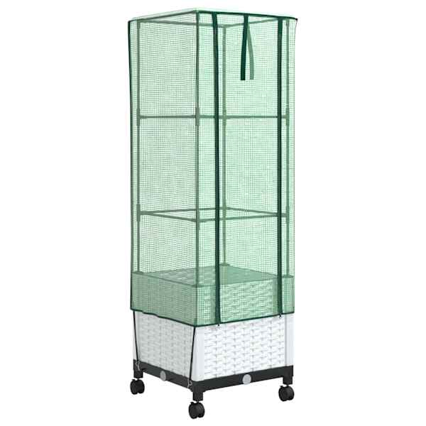 Lillepott kasvuhoonekattega 40 × 40 × 145 cm, PP – valge