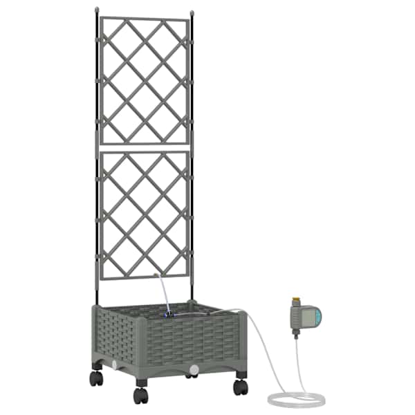 Taimekast ratastega 40 × 40 × 132 cm, PP – helehall