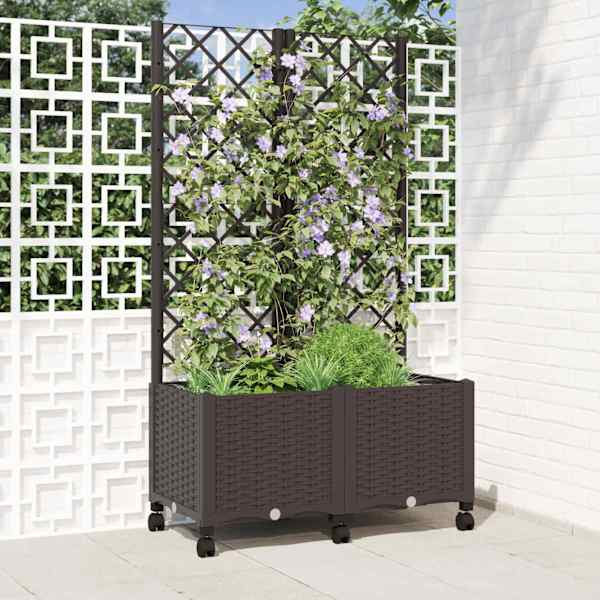 Taimekast ratastega 80 × 40 × 146 cm, PP – pruun