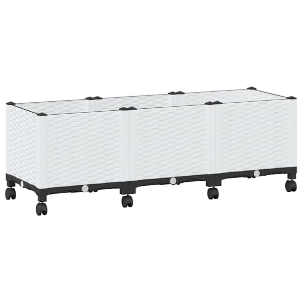 Taimekast ratastega 120 × 40 × 44 cm, PP – valge