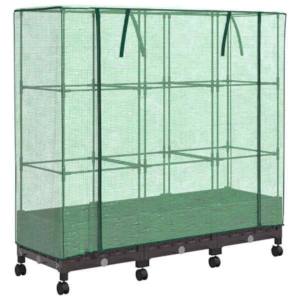 Lillepott kasvuhoonekattega 120 × 40 × 129 cm, PP – pruun – 3 tk
