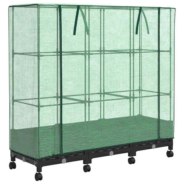Lillepott kasvuhoonekattega 120 × 40 × 129 cm, PP – must – 3 tk