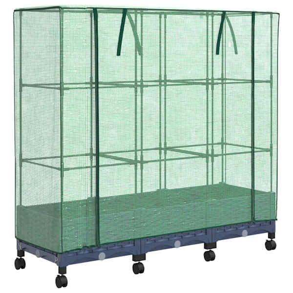 Lillepott kasvuhoonekattega 120 × 40 × 129 cm, PP – sinakashall – 3 tk