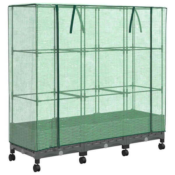 Lillepott kasvuhoonekattega 120 × 40 × 129 cm, PP – helehall – 3 tk