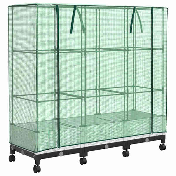 Lillepott kasvuhoonekattega 120 × 40 × 129 cm, PP – valge – 3 tk