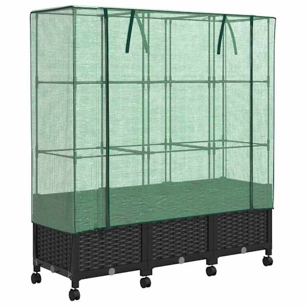 Lillepott kasvuhoonekattega 120 × 40 × 144 cm, PP – must – 3 tk