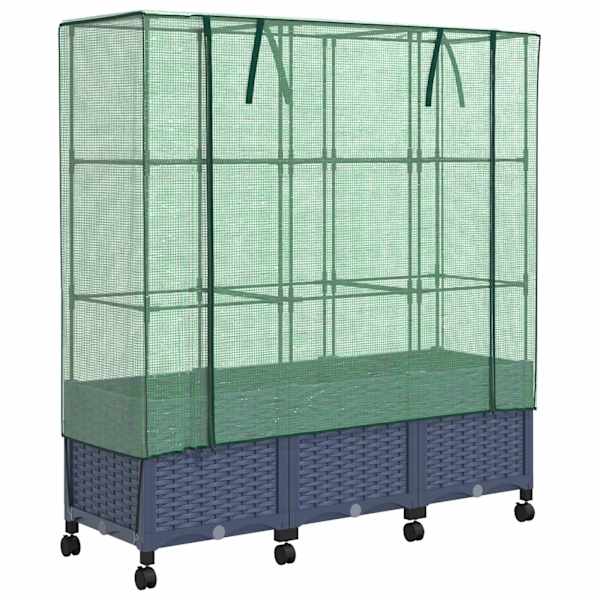 Lillepott kasvuhoonekattega 120 × 40 × 144 cm, PP – sinakashall – 3 tk