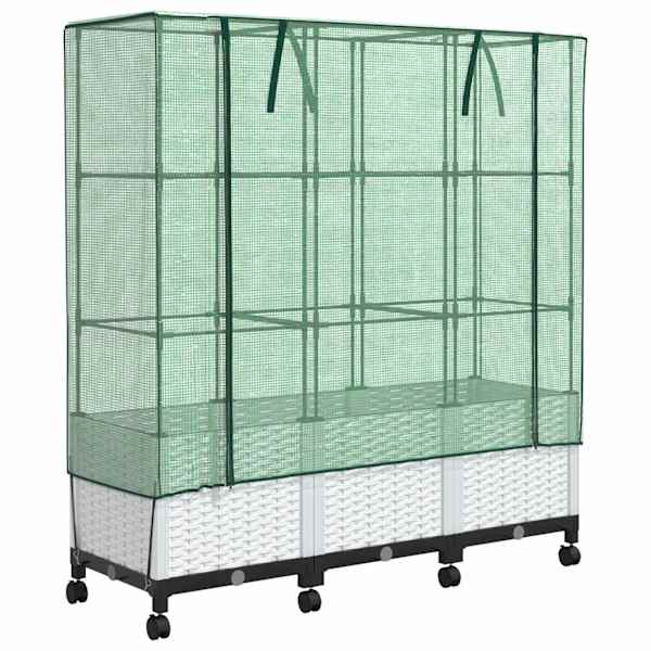 Lillepott kasvuhoonekattega 120 × 40 × 144 cm, PP – valge – 3 tk