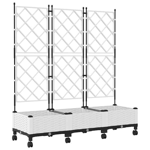 Taimekast ratastega 120 × 40 × 131,5 cm, PP – valge – 3 tk