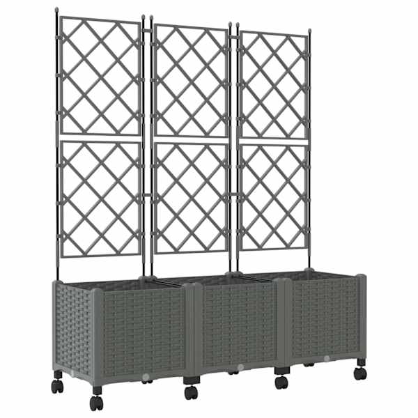 Taimekast ratastega 120 × 40 × 149 cm, PP – helehall – 3 tk