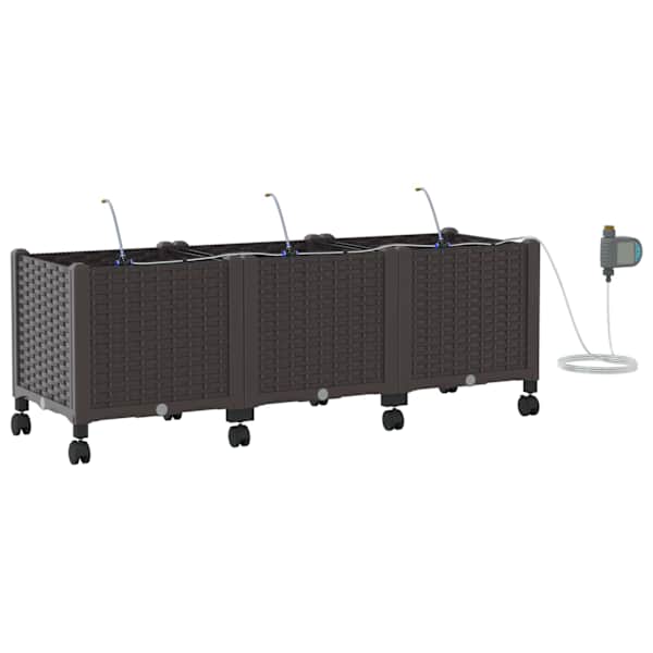 Taimekast ratastega 120 × 40 × 43,5 cm, PP – pruun – 3 tk