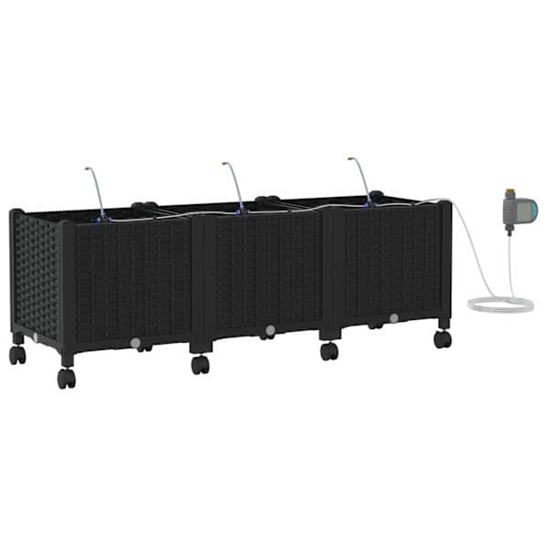 Taimekast ratastega 120 × 40 × 43,5 cm, PP – must – 3 tk